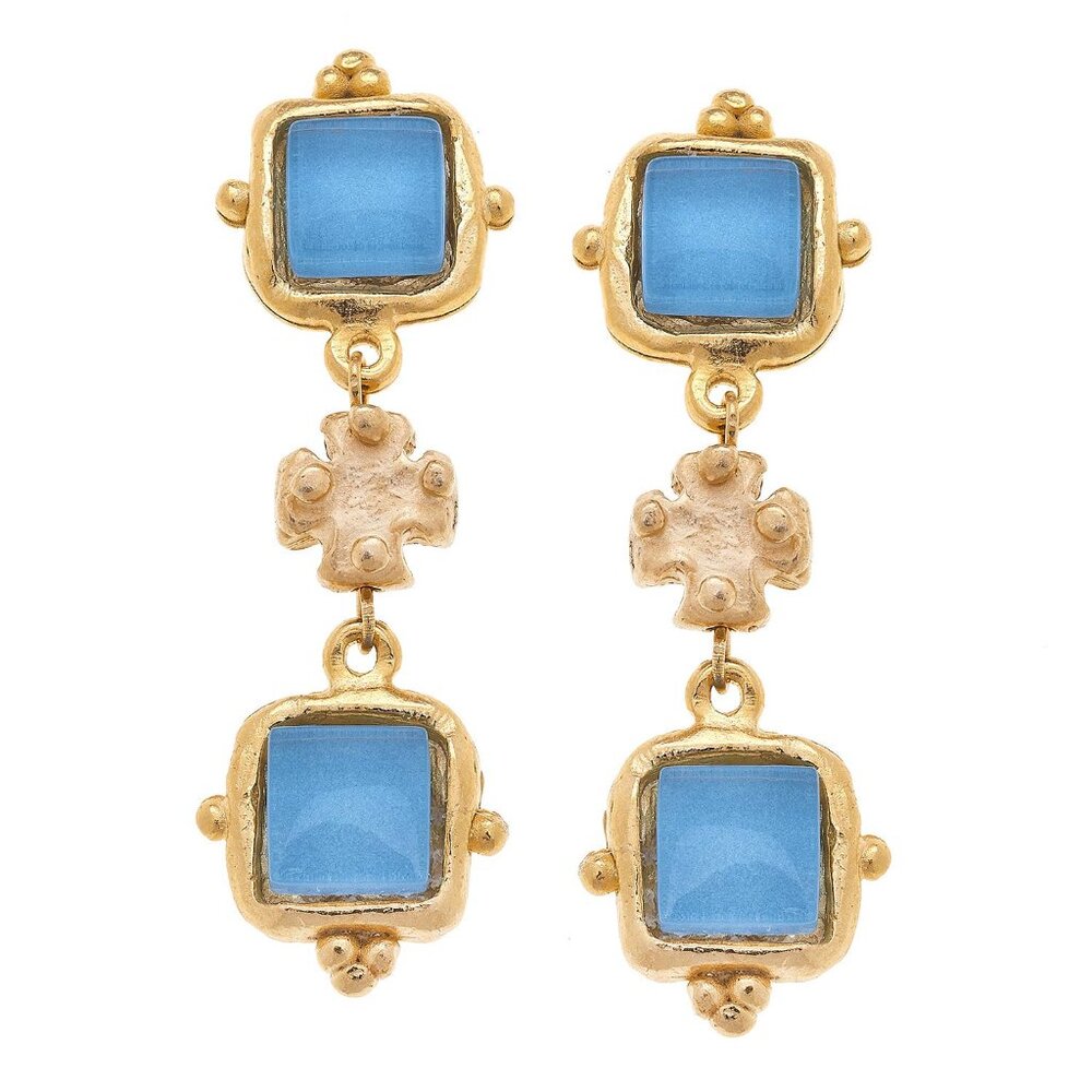 Timeless! Susan Shaw Charlotte Deux Tier French Glass Earrings